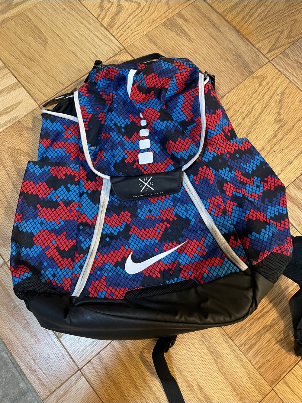 Nike Men's Red, Blue & Black Geometric Graphic Backpack